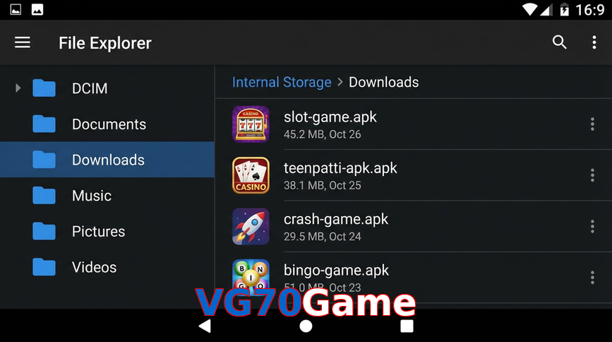 Main screen of VG70Game gameapk page for PK players